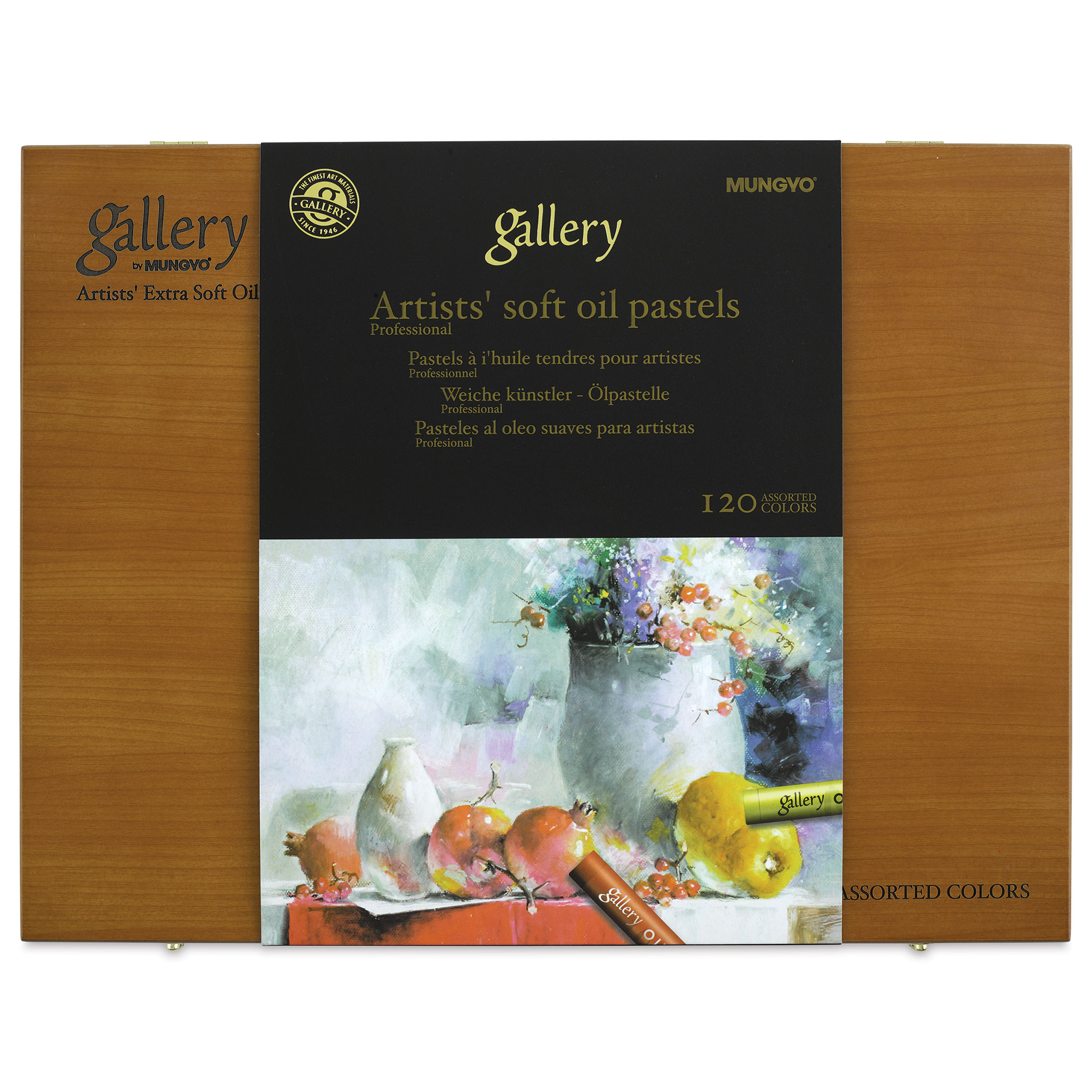 Mungyo Gallery Artists Soft Oil Pastels Wood Box Set of 72 Assorted Co