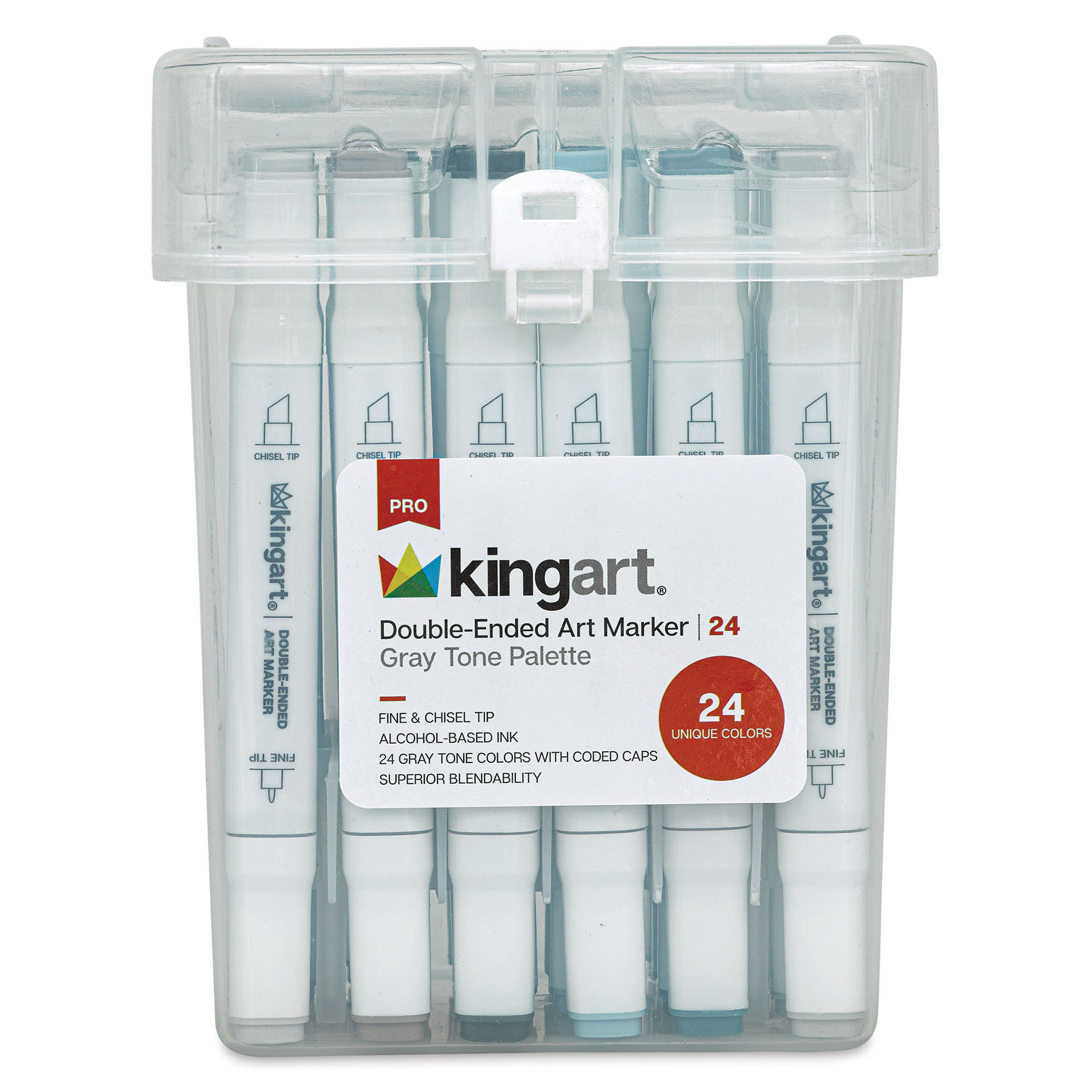 Kingart Pro Double-Ended Art Alcohol Markers - Assorted, Set of 60