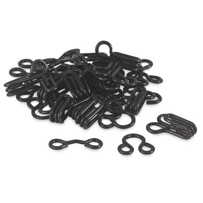 Dritz Sew on Fasteners - Hook and Eyes, Black, Size 3, Package of 14
