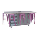 CEF Ed8 Work Table with Stools - Purple, Northsea Grey, 42"H
