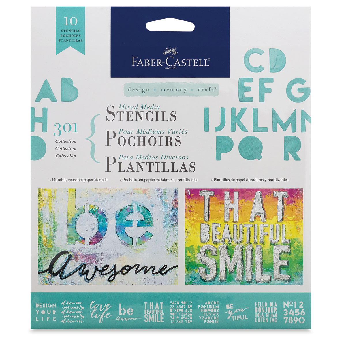 101 Collection 10 Reusable Graphic Stencils Faber-Castell Mixed Media Paper Stencils 