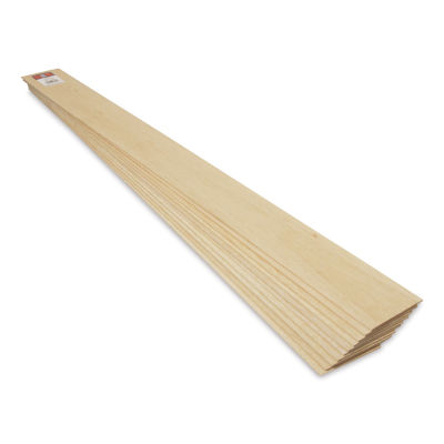 Midwest Products Balsa Wood Sheets - 10 Pieces, 3/32" x 3" x 36" (end view to show size)