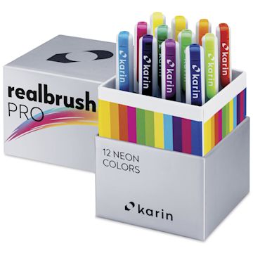 Open in modal - Karin Realbrush Pro Markers - Neon Colors, Set of 12, markers shown