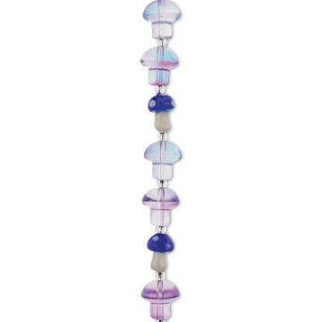 Open in modal - John Bead Crystal Lane DIY Glass Garden Bead Single Strand - Mushrooms, Purple