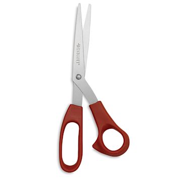 Open in modal - Westcott All Purpose Stainless Steel Scissors - Upright pair of 8" Red Bent Scissors 