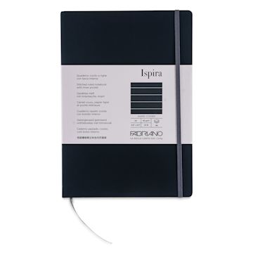 Open in modal - Fabriano Ispira Hard-Cover Notebook - Black, 5-4/5" x 8-1/4", Lined, front cover