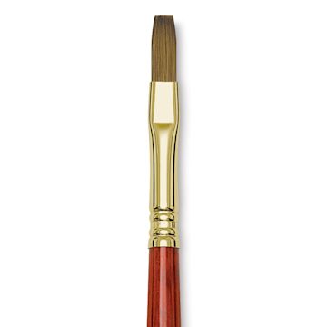 Open in modal - Blick Master Kolinsky Sable Brush - Flat, Short Handle, Red, Size 8 close up