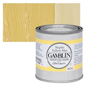 Open in modal - Gamblin Artist's Oil Color - Naples Yellow, 8 oz Can and swatch