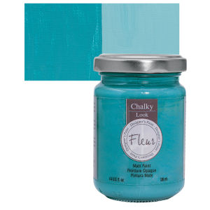 Fleur Chalky Look Paint - Malaysia Blue, 4.4 oz jar