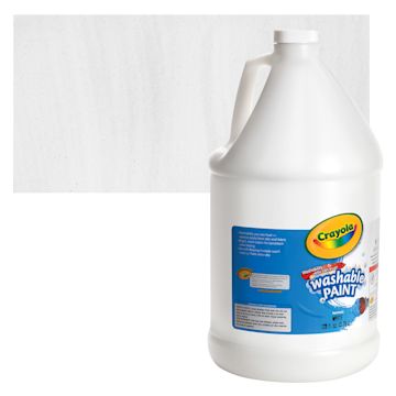 Open in modal - Crayola Washable Paint - White, Gallon bottle with swatch