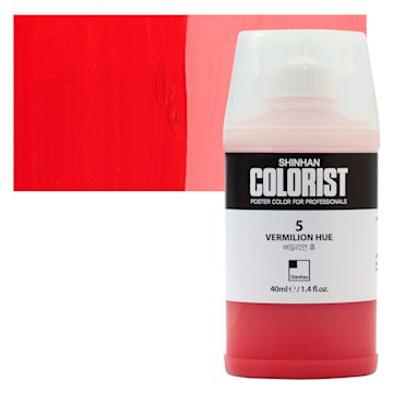 Open in modal - ShinHan Colorist Poster Color Paint - Vermilion Hue, 40 ml bottle and swatch