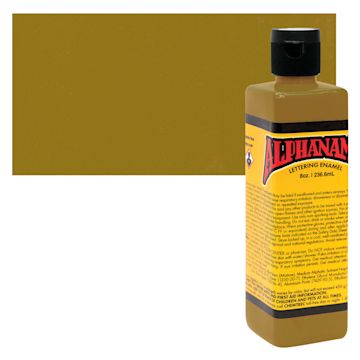 Open in modal - Alpha6 Alphanamel Lettering Enamel - Imitation Gold, 236.6 ml - Bottle and Swatch