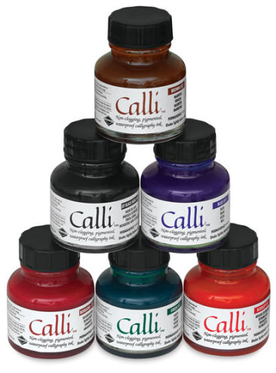 Daler-Rowney Calli Calligraphy Inks - 6 colors available shown in pyramid