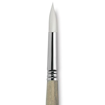 Open in modal - Escoda Perla Toray White Synthetic Brush - Round, Short Handle, Size 14 close up