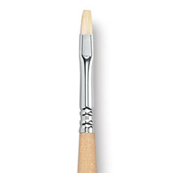 Escoda Clasico Chungking White Bristle Brush - Bright, Long Handle, Size 4
