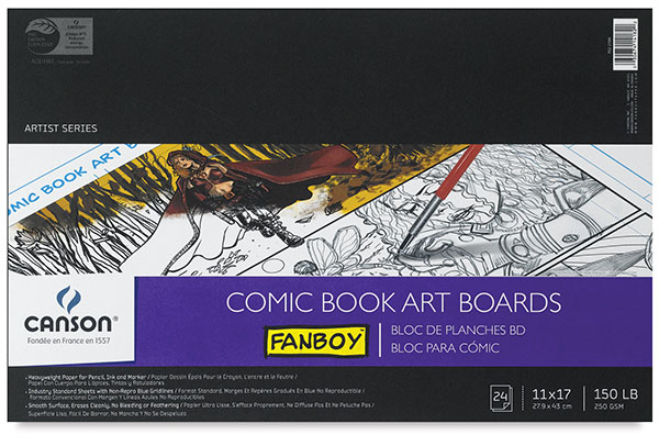 11 x 17 Inch 150 Pound Canson Comic Book Art Boards Pad with Preprinted Non-Reproducible 24 Sheets Blue Lines 