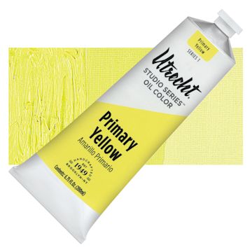 Open in modal - Utrecht Studio Series Oil Paint - Primary Yellow, 200 ml tube and swatch