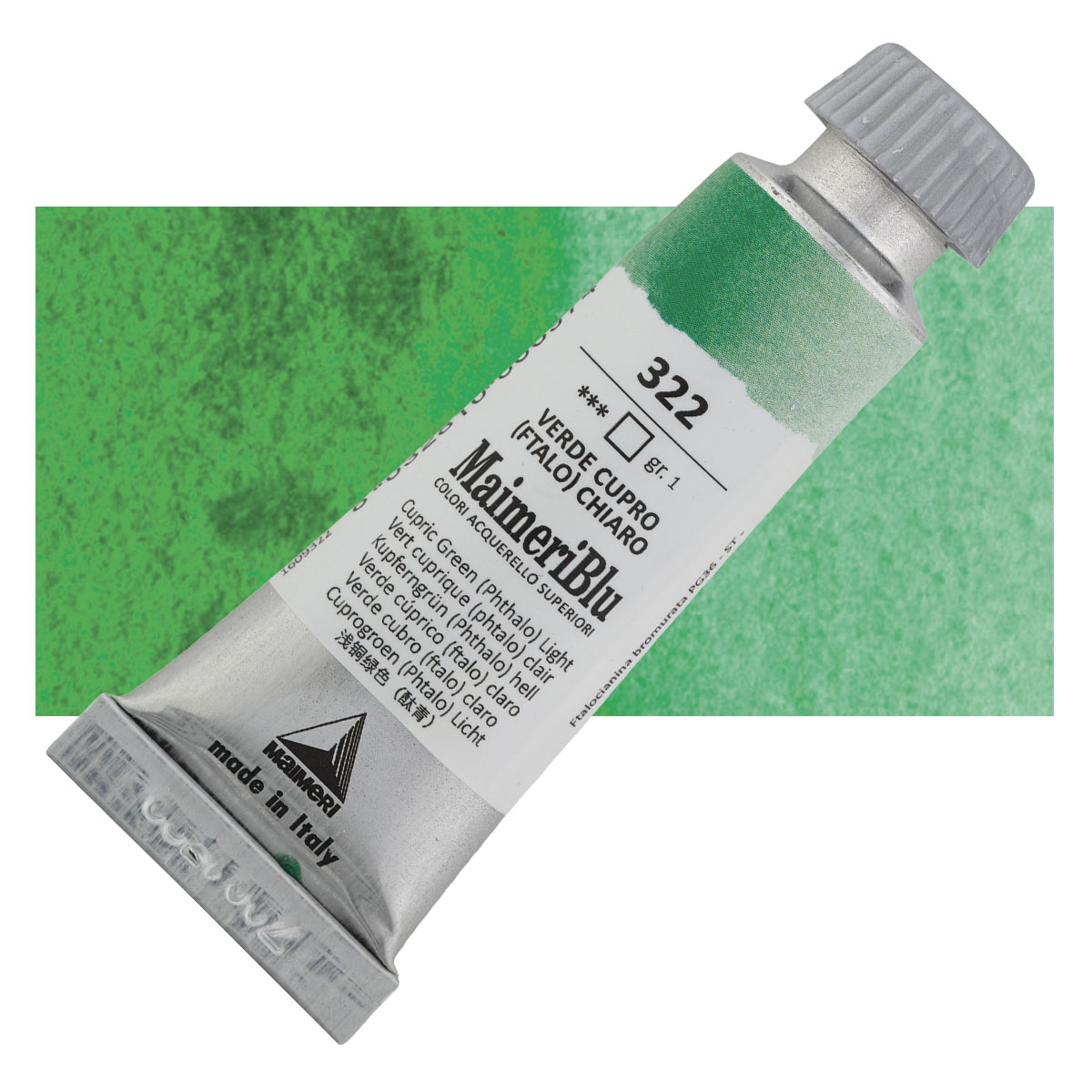 Maimeri Blu Artist Watercolor - Cupric Green Phthalo Light, 12 ml Tube