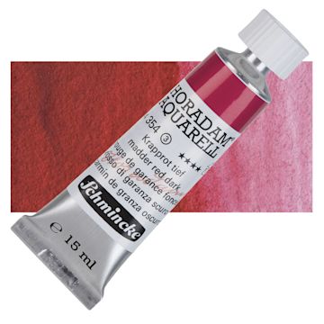 Open in modal - Schmincke Horadam Aquarell Artist Watercolor - Madder Red Dark, 15 ml tube and swatch