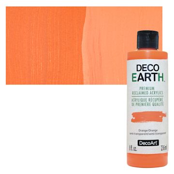 Open in modal - DecoArt DecoEarth Premium Reclaimed Acrylic Paint - Orange, 8 oz bottle with swatch