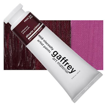 Open in modal - Gaffrey Art Material Standard Body Acrylic Paint - Alizarin Crimson, 200 ml tube and swatch