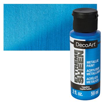 Open in modal - DecoArt Extreme Sheen Metallic Acrylic Paint - Sapphire, 2 oz bottle and swatch