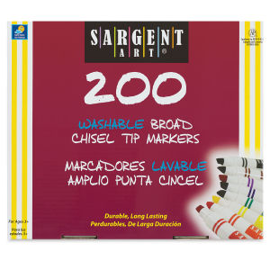 Sargent Art Washable Markers -  Class Pack of 200 Chisel Tip Markers - front of package