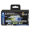 Staedtler Pigment Arts Brush Pens - Blue and Greens, Set of 6
