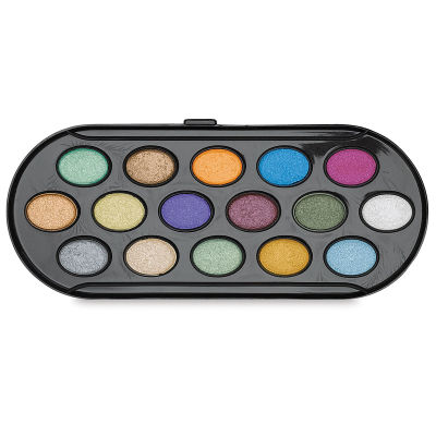 Niji Pearlescent Watercolor Pans - Assorted, Set of 16 colors, Pans