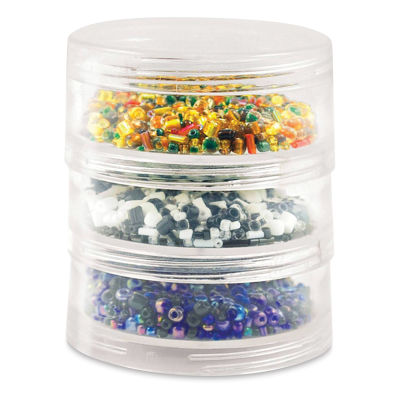 Craft Medley Screw Stack Canisters - 3 Compartments, 3" H x 2-3/4" W (Shown with beads)