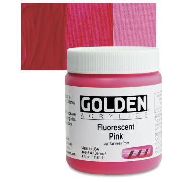 Golden Heavy Body Artist Acrylics - Fluorescent Pink, 4 oz jar