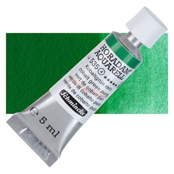 Open in modal - Schmincke Horadam Aquarell Watercolor - Cobalt Green Pure, 5 ml tube and swatch