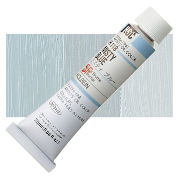 Open in modal - Holbein Artists' Oil Color - Misty Blue, 20 ml tube and swatch