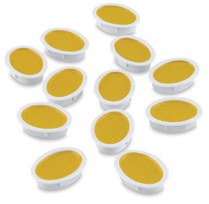Prang Semi-Moist Watercolor Pans - Set of 12 Refill Pans, Yellow, Oval. Twelve separated pans.