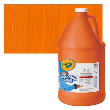 Open in modal - Crayola Washable Paint - Orange, Gallon bottle and swatch