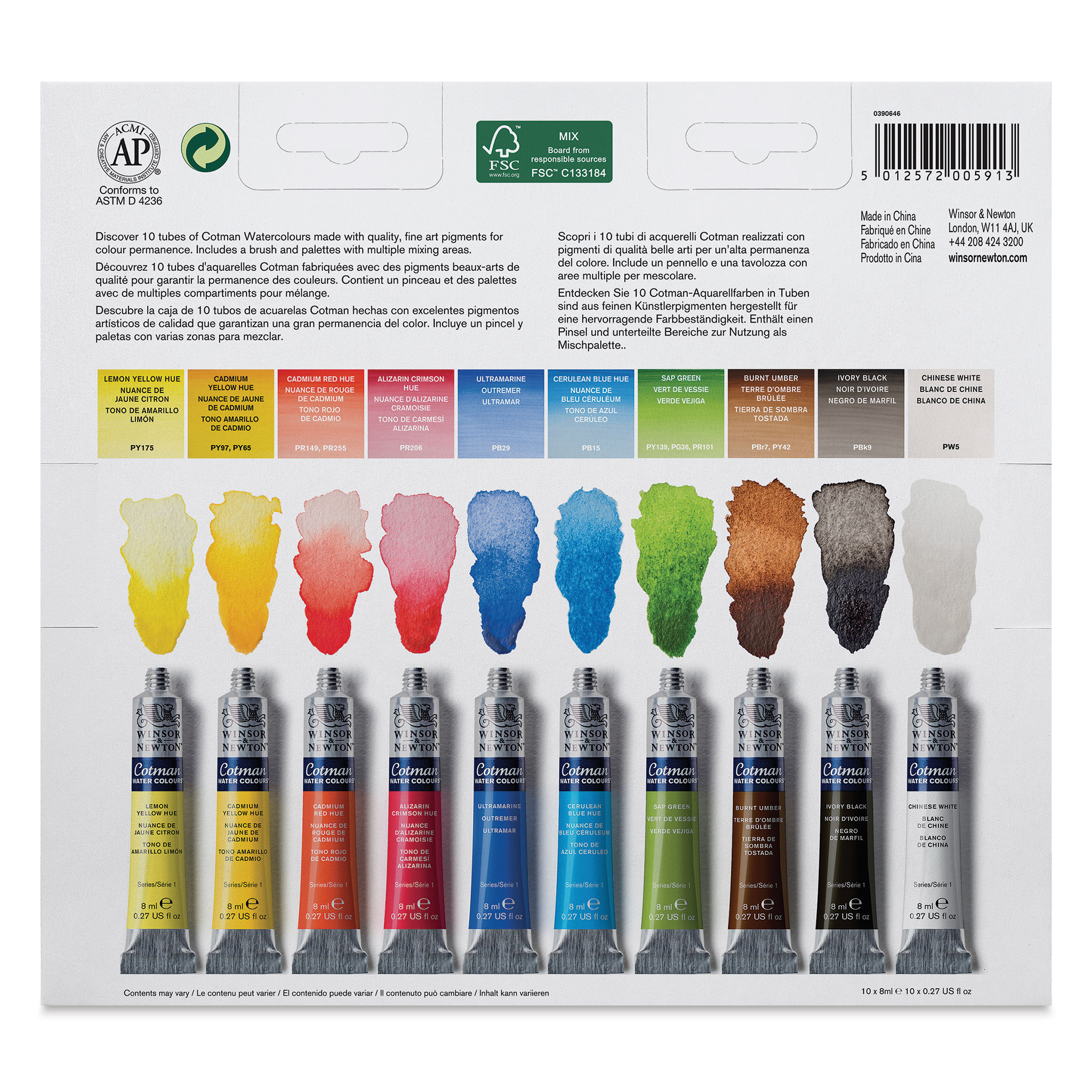 Winsor & Newton Cotman Watercolor Paint Set, 6 Colors, 8ml (0.27-oz) Tubes