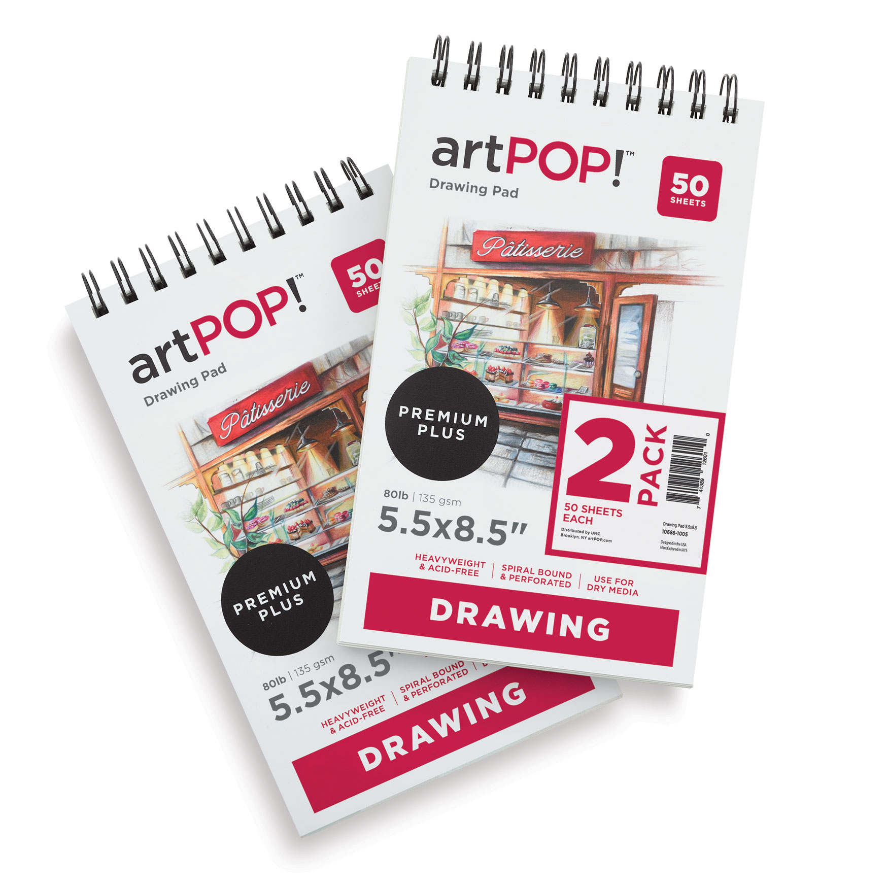 Set of 2 Durable Paper Universal Sketch Pad Sketching Book