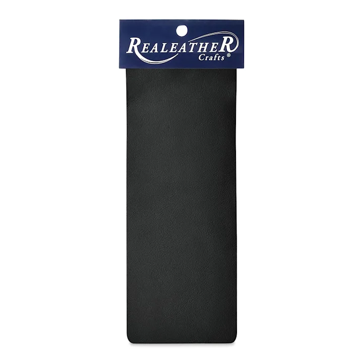 Realeather Deertan Leather Trim Black, 93/8" x 31/2" BLICK Art