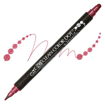 Open in modal - Zig Clean Color Dot Dual Tip Marker - Metallic Red, swatch and marker