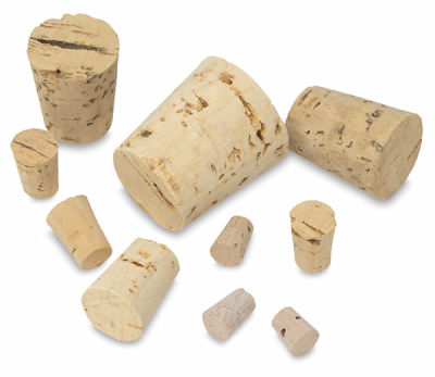 Hygloss Cork Stoppers - Assorted size cork stoppers shown loose
