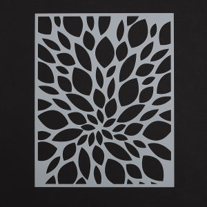 Gelli Arts Stencil - Leaves, 8" x 10" (Stencil on black background)