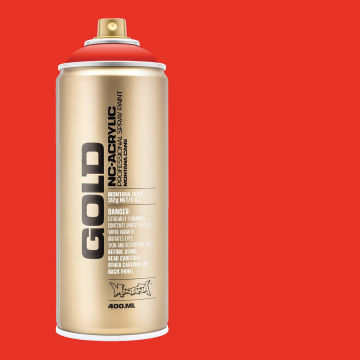 Montana Gold Acrylic Professional Spray Paint - Shock Orange Dark, 400 ml (Spray can with color swatch)