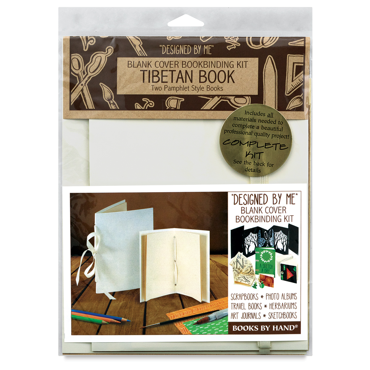 Books by Hand Designed by Me Blank Cover Bookbinding Kit Tibetan Book, Ivory 4.25x6.5 & 5X7.5