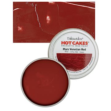 Open in modal - Enkaustikos Hot Cakes Encaustic Wax Paint - Mars Venetian Red, 45 ml tin and swatch