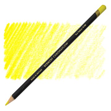 Open in modal - Derwent Chromaflow Colored Pencil - Sun Yellow, swatch and block