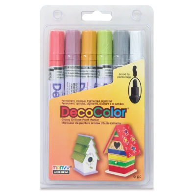 Decocolor Paint Markers- Retro Colors, Set of 6, Broad Tip (Front)