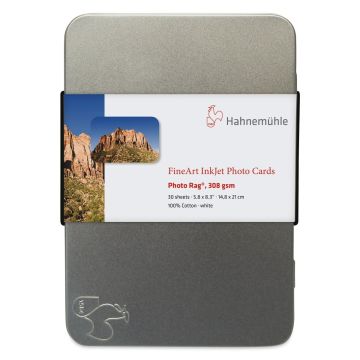 Hahnemühle Photo Rag Inkjet Photo Cards - 5.8" x 8.3", Pkg of  30 (Front of tin)