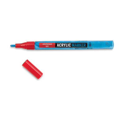 Amsterdam Acrylic Markers - 2 mm nib Brilliant Blue marker uncapped
