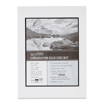 Open in modal - Crescent Select Conservation Solids Pre-Cut Double Mat - Vivid White/Deep Black, 4 ply, 18" x 24"