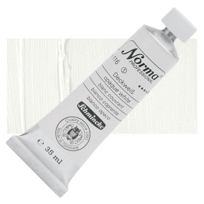 Schmincke Norma Professional Oil Paint - Opaque White, 35 ml, Tube with Swatch